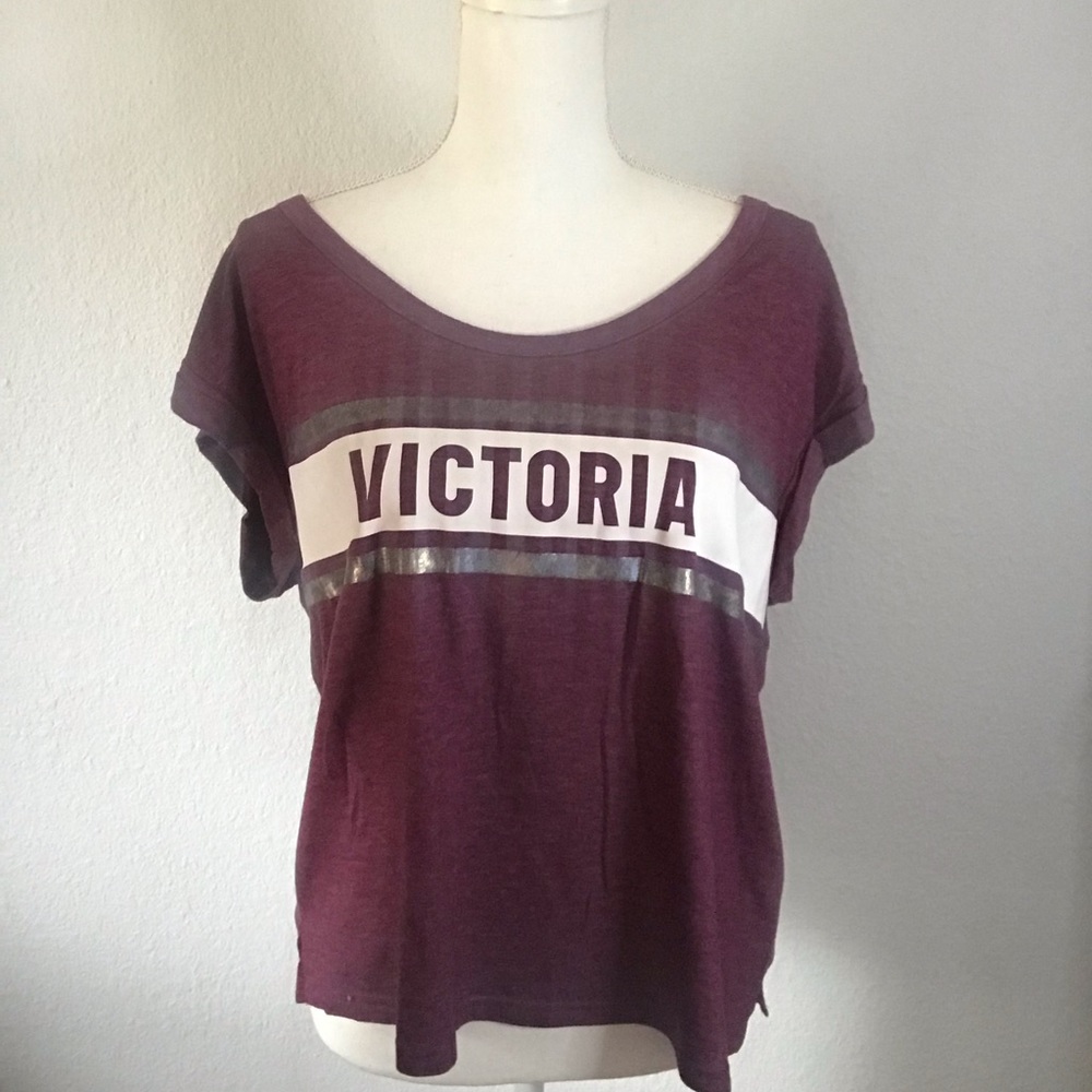 Victoria's Secret Maroon Short Sleeve Oversize Tee